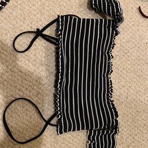black and white off the shoulder bathing suit